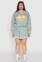 Womens Plus V Neck Graphic Sweatshirt,