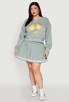 Womens Plus V Neck Graphic Sweatshirt,