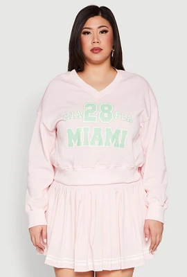 Womens Plus V Neck Graphic Sweatshirt,