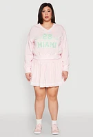 Womens Plus Size V Neck Graphic Sweatshirt, Pink, Size 1X