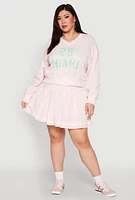 Womens Plus Size V Neck Graphic Sweatshirt, Pink, Size 1X