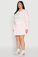 Womens Plus Size V Neck Graphic Sweatshirt, Pink, Size 1X