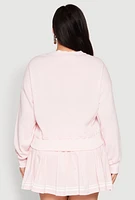 Womens Plus Size V Neck Graphic Sweatshirt, Pink, Size 1X