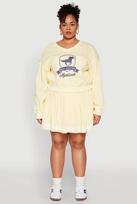 Womens Plus Size Varsity Stripe Detail Tennis Skort, Yellow, Size 3X