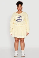 Womens Plus Size Varsity Stripe Detail Tennis Skort, Yellow, Size 3X