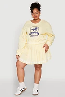 Womens Plus Size Varsity Stripe Detail Tennis Skort, Yellow, Size 3X