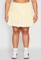 Womens Plus Size Varsity Stripe Detail Tennis Skort, Yellow, Size 3X