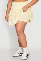 Womens Plus Size Varsity Stripe Detail Tennis Skort, Yellow, Size 3X