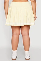 Womens Plus Size Varsity Stripe Detail Tennis Skort, Yellow, Size 3X
