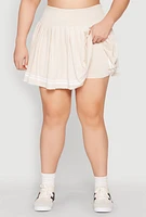 Womens Plus Size Varsity Stripe Detail Tennis Skort, Khaki, Size 2X