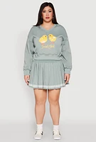 Womens Plus Varsity Stripe Detail Tennis Skort, Green,
