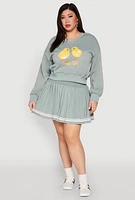 Womens Plus Varsity Stripe Detail Tennis Skort,