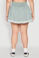 Womens Plus Varsity Stripe Detail Tennis Skort, Green,