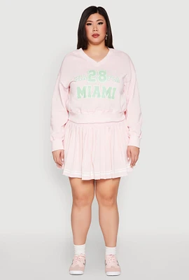 Womens Plus Size Varsity Stripe Detail Tennis Skort, Pink, Size 2X
