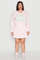 Womens Plus Size Varsity Stripe Detail Tennis Skort, Pink, Size 2X