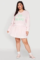 Womens Plus Size Varsity Stripe Detail Tennis Skort, Pink, Size 2X