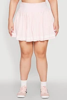 Womens Plus Size Varsity Stripe Detail Tennis Skort, Pink, Size 2X