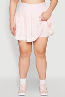 Womens Plus Size Varsity Stripe Detail Tennis Skort, Pink, Size 1X