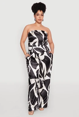 Womens Plus Patterned Satin Palazzo Pants, 3X