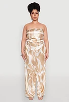 Womens Plus Patterned Satin Palazzo Pants,