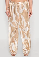 Womens Plus Patterned Satin Palazzo Pants,
