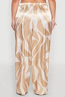 Womens Plus Patterned Satin Palazzo Pants,