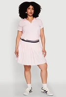 Womens Plus Varsity Stripe Waistband Pleated Skirt, 3X