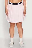 Womens Plus Varsity Stripe Waistband Pleated Skirt, 3X