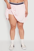 Womens Plus Varsity Stripe Waistband Pleated Skirt, 3X
