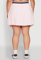 Womens Plus Varsity Stripe Waistband Pleated Skirt, 3X