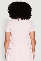 Womens Plus Size Polo Shirt, Pink, Size 2X
