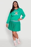 Womens Plus Size Varsity Stripe Printed Pattern Sweatshirt, Green, Size 1X