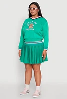 Womens Plus Size Varsity Stripe Printed Pattern Sweatshirt, Green, Size 1X