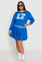 Womens Plus Varsity Stripe Printed Pattern Sweatshirt, 3X