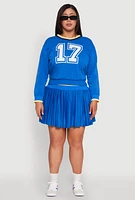 Womens Plus Varsity Stripe Printed Pattern Sweatshirt, 3X