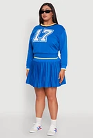 Womens Plus Varsity Stripe Printed Pattern Sweatshirt, 3X