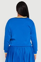 Womens Plus Varsity Stripe Printed Pattern Sweatshirt, 3X