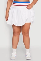Womens Plus Size Contrast Trim Pleated Skort, White, Size 2X