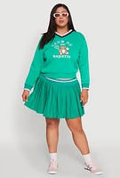 Womens Plus Size Contrast Trim Pleated Skort, Green, Size 1X