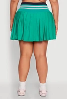 Womens Plus Size Contrast Trim Pleated Skort, Green, Size 1X