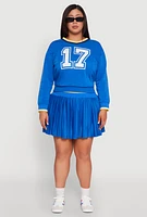 Womens Plus Contrast Trim Pleated Skort, 3X