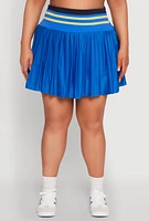 Womens Plus Contrast Trim Pleated Skort, 3X