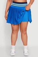 Womens Plus Contrast Trim Pleated Skort, 3X