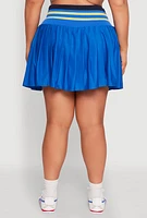 Womens Plus Contrast Trim Pleated Skort, 3X