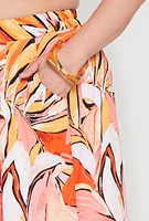 Womens Plus Size Printed Pattern Maxi Skirt, Orange, Size 3X