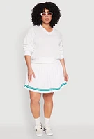 Womens Plus Size V Neck Pullover Sweatshirt, White, Size 3X