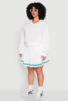 Womens Plus Size V Neck Pullover Sweatshirt, White, Size 3X