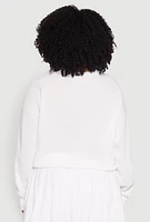 Womens Plus Size V Neck Pullover Sweatshirt, White, Size 3X