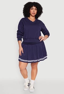Womens Plus Varsity Stripe Pleated Skirt,