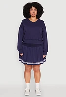 Womens Plus Varsity Stripe Pleated Skirt,